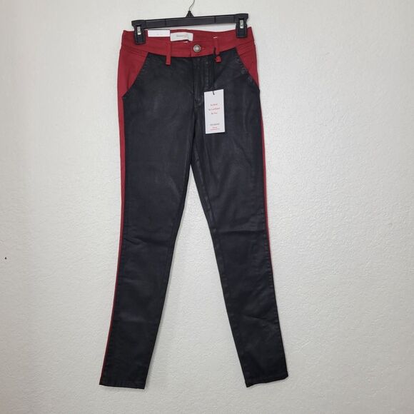 Skinnygirl Jeans The Skinny Marie Sky Black Red Coated Skinny Mid-Rise Size 25/0 - Picture 2 of 10